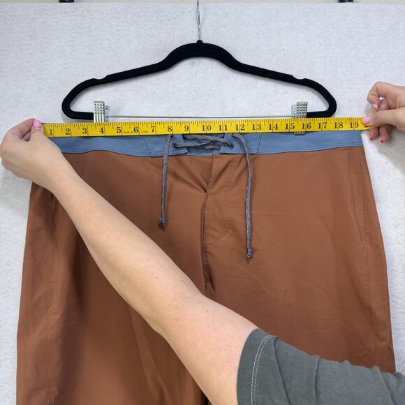 Patagonia Hydro Series Boardshorts Mens 35 Brown Blue Swim Trunks Recycled Eco - Picture 5 of 15
